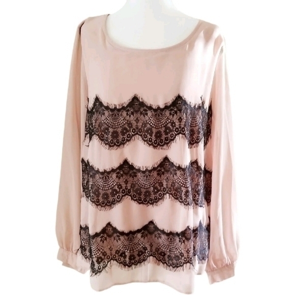 💥NWT💥 SIMPLY BE PLUS SEMI SHEER LACE NUDE TOP BLOUSE SZ 1X 16 - Picture 1 of 5